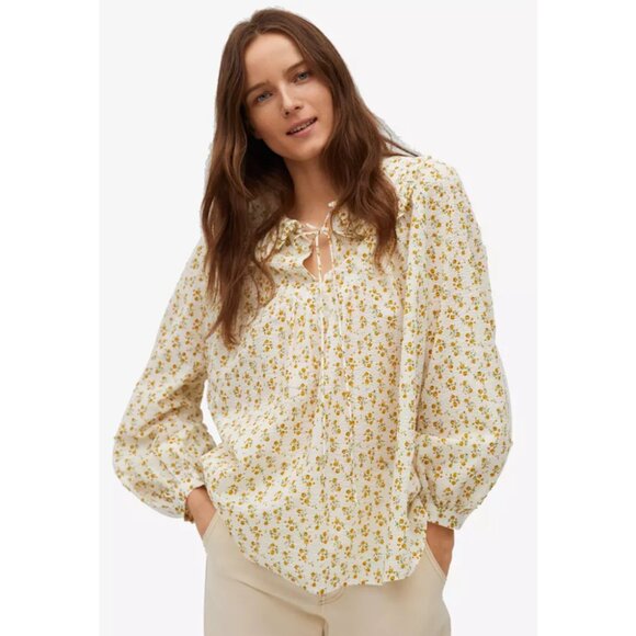 Mango Babydoll Ruffle Blouse - Picture 1 of 12